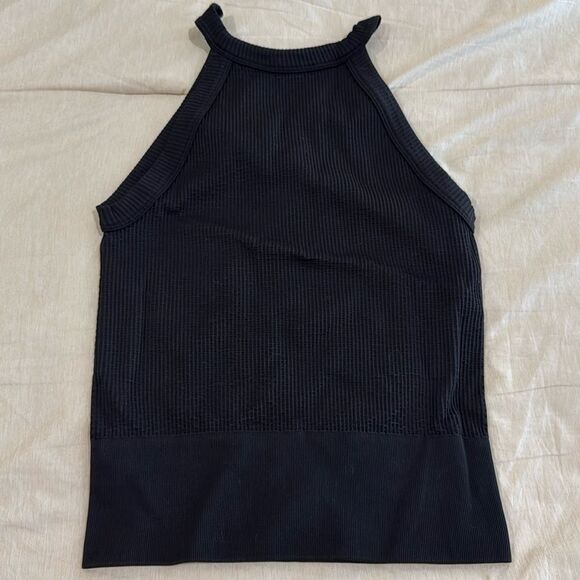 Intimately by Free People Black Wide Rib Halter Cami Seamless Tank Top NWOT - Picture 3 of 4